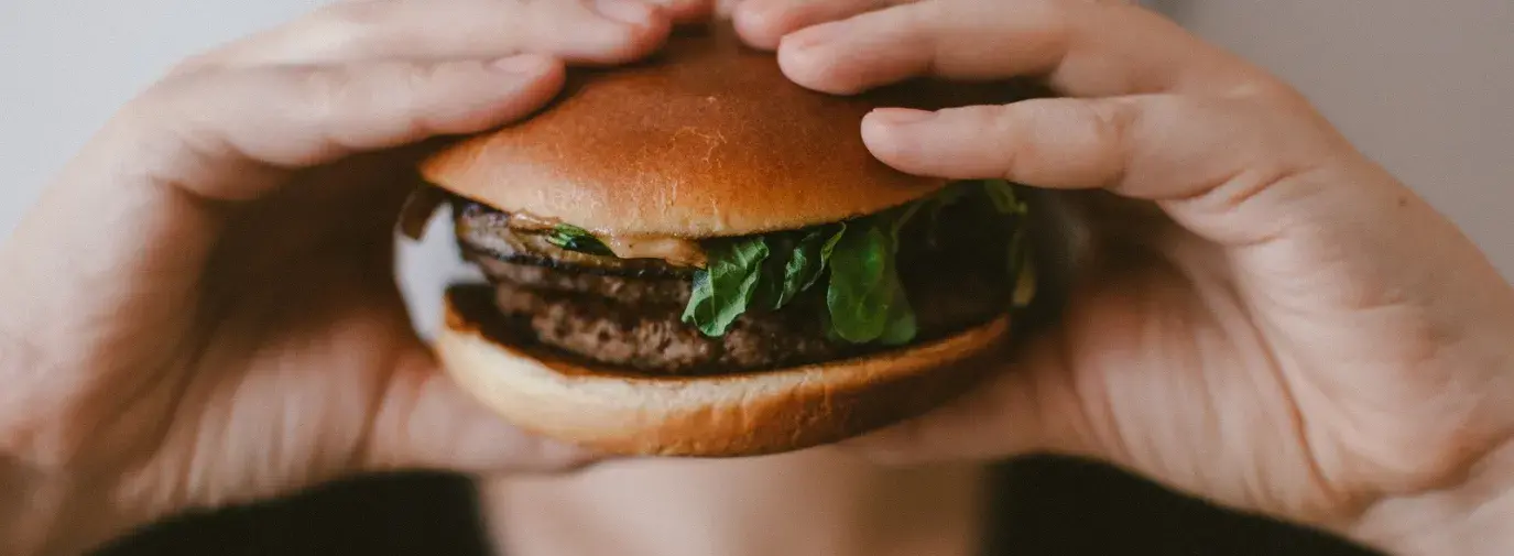 eating a burger